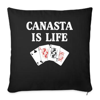 Joueur de cartes drôle Canasta est graphique de la vie - Housse de coussin décorative 45 x 45 cm - noir - Devant