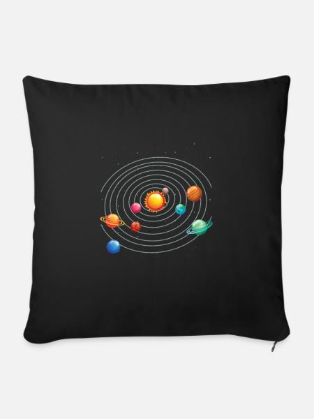 Sonnensystem Ich liebe meinen Planeten - Sofakissenbezug 45 x 45 cm - Schwarz
