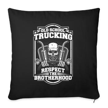 Drôle Old School Trucker Truck Driver Idée cadeau - Housse de coussin décorative 45 x 45 cm - noir - Devant