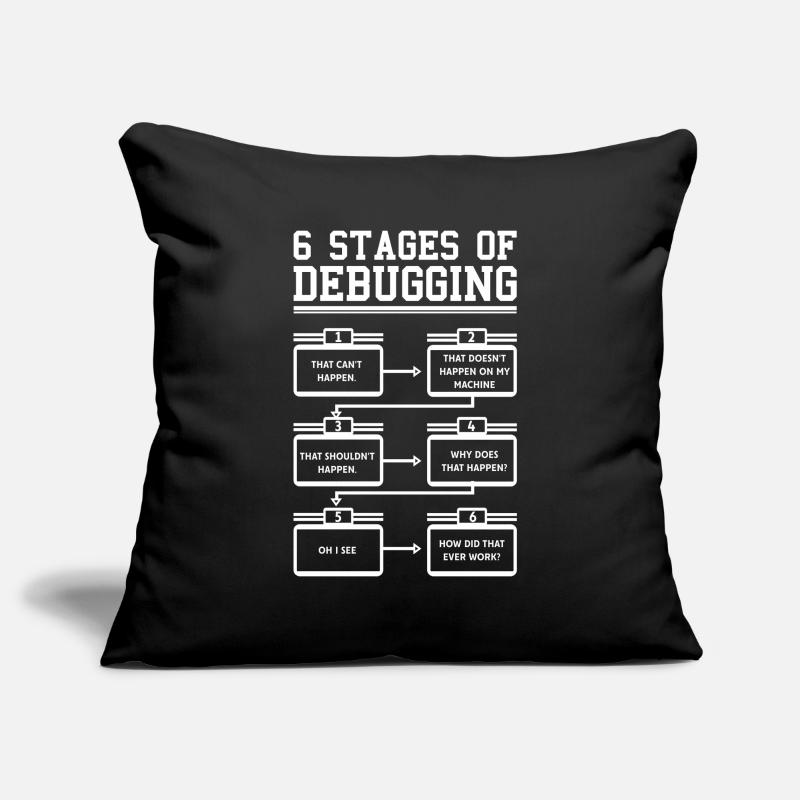 6 Stages of Debugging Programmierer Software Sofakissenbezug 45 x 45 cm