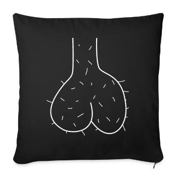 Tête de Testicule scrotum Cheveux sack - Housse de coussin décorative 45 x 45 cm - noir - Devant
