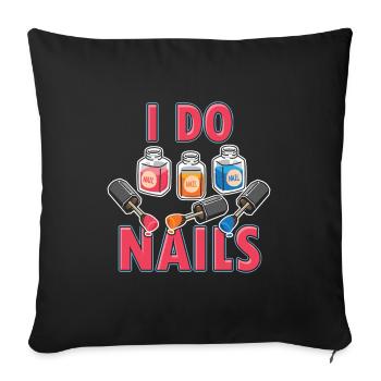 Manucure Manucure Nail Art Cosmétique Esthéticienne - Housse de coussin décorative 45 x 45 cm - noir - Devant