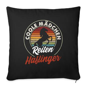 Haflinger Pferd Pferdegeburtstag Reiterinnen - Sofakissenbezug 45 x 45 cm - Schwarz - Vorne