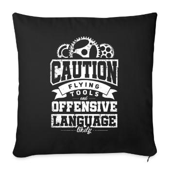 Caution Flying Tool Aircraft Mechanic Diesel Mecha - Sofa pillowcase 17,3'' x 17,3'' (45 x 45 cm) - black - Front