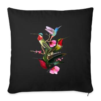 Amoureux des oiseaux colibris Observateur d'oiseaux tropicaux - Housse de coussin décorative 45 x 45 cm - noir - Devant
