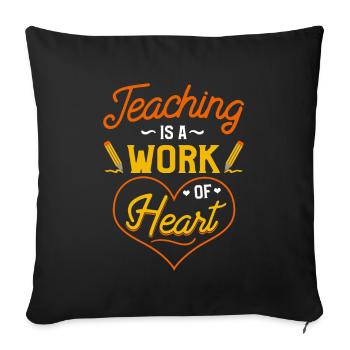 Enseigner un travail de coeur école Nerd drôle enseignant - Housse de coussin décorative 45 x 45 cm - noir - Devant