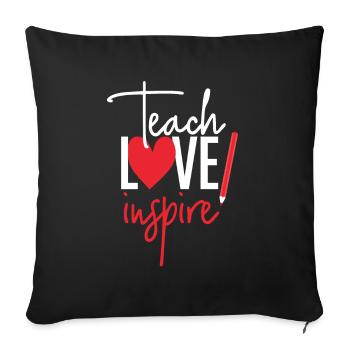 Teach Love Inspire School Nerd Teacher - Housse de coussin décorative 45 x 45 cm - noir - Devant
