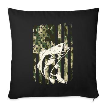 Perch fishing camouflage angler fishing - Sofa pillowcase 17,3'' x 17,3'' (45 x 45 cm) - black - Front