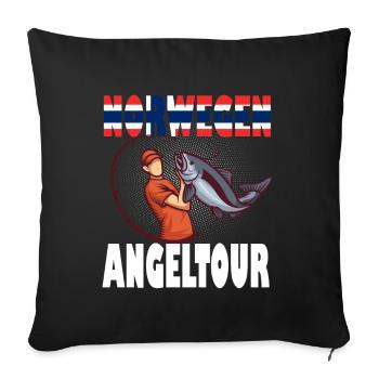 Norvège voyage de pêche pêche drôle disant cadeau - Housse de coussin décorative 45 x 45 cm - noir - Devant