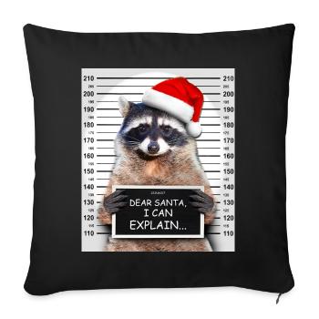 Dear Santa I Can Explain Funny Christmas Raccoon - Sofakissenbezug 45 x 45 cm - Schwarz - Vorne