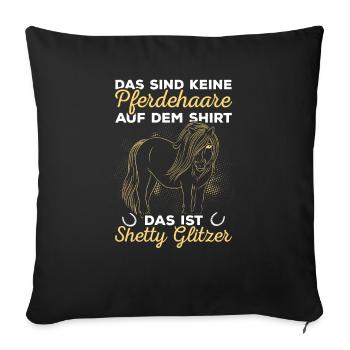 Shetlandpony Pony Shetty Reiter Pferd - Sofakissenbezug 45 x 45 cm - Schwarz - Vorne