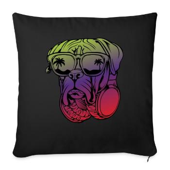 Casque DJ boxeur allemand lunettes de soleil chien Rav - Housse de coussin décorative 45 x 45 cm - noir - Devant