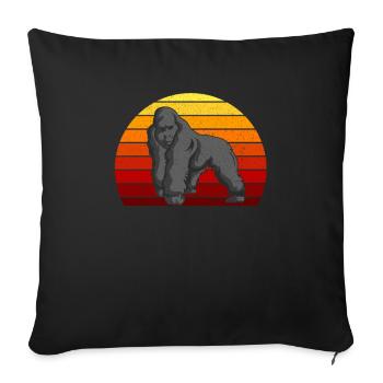 Singe gorille rétro des années 70 et 80 à dos argenté - Housse de coussin décorative 45 x 45 cm - noir - Devant