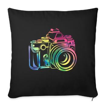 Photographie de caméraman appareil photo coloré - Housse de coussin décorative 45 x 45 cm - noir - Devant