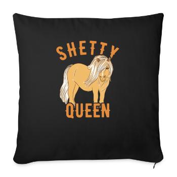 Shetlandpony Pony Shetty Reiter Pferd - Sofakissenbezug 45 x 45 cm - Schwarz - Vorne