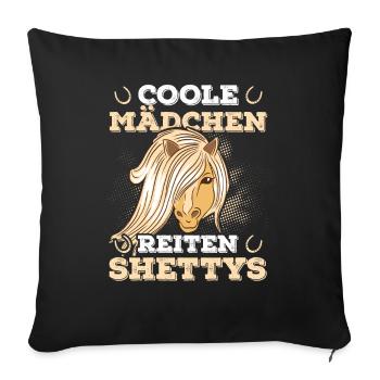 Shetlandpony Pony Shetty Reiter Pferd - Sofakissenbezug 45 x 45 cm - Schwarz - Vorne