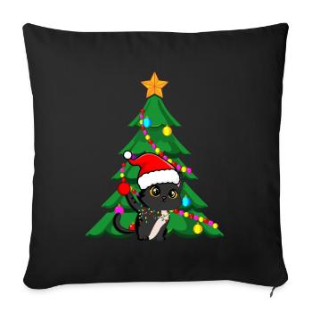 Christmas Xmas black cat - Sofa pillowcase 17,3'' x 17,3'' (45 x 45 cm) - black - Front