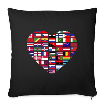 Flags of the countries of the world - Sofa pillowcase 17,3'' x 17,3'' (45 x 45 cm) - black - Front