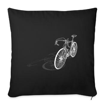Silhouette de vélo de route avec design d'ombre - Housse de coussin décorative 45 x 45 cm - noir - Devant