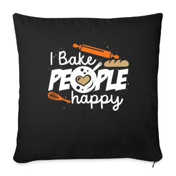 I Bake People Happy Cake Artist Baker Cupcake - Sofakissenbezug 45 x 45 cm - Schwarz - Vorne