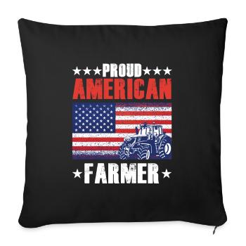 Proud American Farmer USA Flag Tractor Farm - Sofa pillowcase 17,3'' x 17,3'' (45 x 45 cm) - black - Front