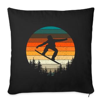 Vintage Snowboard Snowboarder - Housse de coussin décorative 45 x 45 cm - noir - Devant