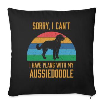 Propriétaire de chien drôle, j'ai des plans avec mon Aussiedoodle - Housse de coussin décorative 45 x 45 cm - noir - Devant