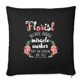 Fleuriste Jardinage Jardinier Fleurs Bouquet - Housse de coussin décorative 45 x 45 cm - noir - Devant