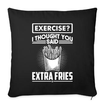 Exercice Je pensais que vous aviez dit des frites supplémentaires Funny Gym - Housse de coussin décorative 45 x 45 cm - noir - Devant