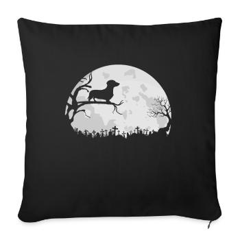 Teckel lune Halloween amant de teckel - Housse de coussin décorative 45 x 45 cm - noir - Devant