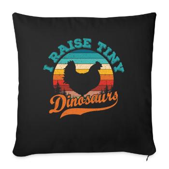 I Raise Tiny Dinosaur Retro 70's Chicken Silhouette - Sofa pillowcase 17,3'' x 17,3'' (45 x 45 cm) - black - Front