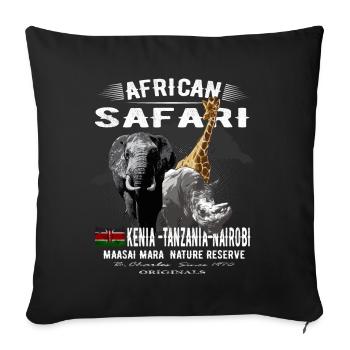 Elephant Kenya Animal Welfare Safari Africa Gift - Housse de coussin décorative 45 x 45 cm - noir - Devant