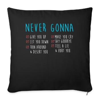 Never Gonna Give You Up Musique des années 80 - Housse de coussin décorative 45 x 45 cm - noir - Devant