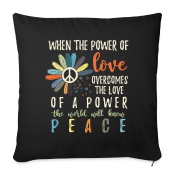 Hippie Flower Power Peace & Power - Sofa pillowcase 17,3'' x 17,3'' (45 x 45 cm) - black - Front
