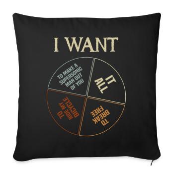 Musique rétro lyrique des années 80 - Je veux tout - Housse de coussin décorative 45 x 45 cm - noir - Devant