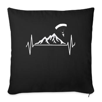 Parapente Parapente Montagnes EKG Cadeau - Housse de coussin décorative 45 x 45 cm - noir - Devant