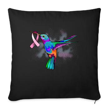 Hummingbird Breast Cancer Awareness Month Pink Rib - Sofa pillowcase 17,3'' x 17,3'' (45 x 45 cm) - black - Front