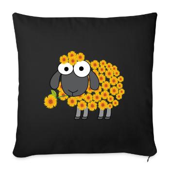 Sheep flower design for a sheep lover - Sofa pillowcase 17,3'' x 17,3'' (45 x 45 cm) - black - Front