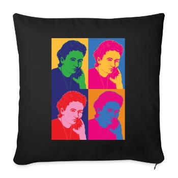 Pop Art Portrait Girls dans l’impression STEM Marie Curie - Housse de coussin décorative 45 x 45 cm - noir - Devant