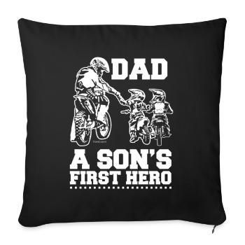 Biker Dad Father Two Kids Sons Motocross - Sofa pillowcase 17,3'' x 17,3'' (45 x 45 cm) - black - Front
