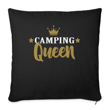 Cadeau de look partenaire Camper Camping Queen - Housse de coussin décorative 45 x 45 cm - noir - Devant