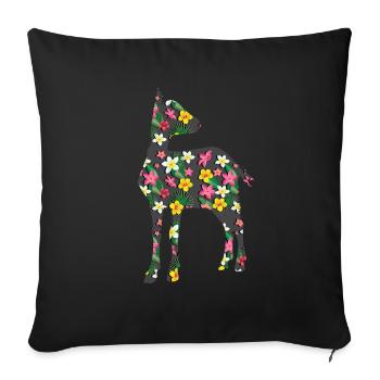 Chèvre bébé chèvre floral - Housse de coussin décorative 45 x 45 cm - noir - Devant