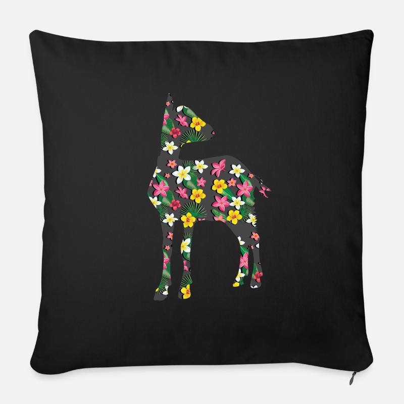 Floral Goat Baby Goat - Sofakissenbezug 45 x 45 cm - Schwarz