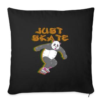 Einfach Skate Panda Inline Skating Rollerblading Geschenk - Sofakissenbezug 45 x 45 cm - Schwarz - Vorne