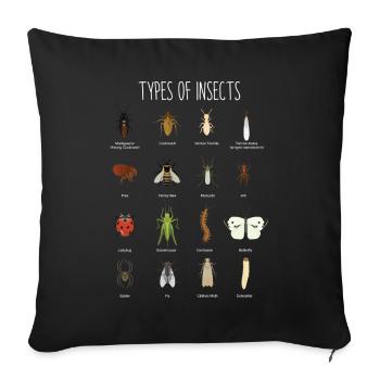 Insects, insect species, butterfly, ladybug - Sofa pillowcase 17,3'' x 17,3'' (45 x 45 cm) - black - Front