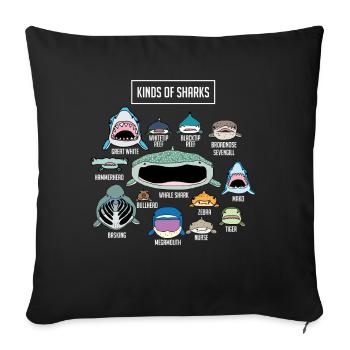 Haie Haiarten children's gift, white shark - Sofa pillowcase 17,3'' x 17,3'' (45 x 45 cm) - black - Front