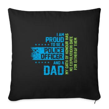 Policier Papa Papa Père Policier Cadeau - Housse de coussin décorative 45 x 45 cm - noir - Devant
