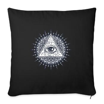 Mandala Triangle Maçonnique Conspiration Illuminati - Housse de coussin décorative 45 x 45 cm - noir - Devant
