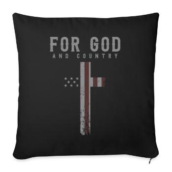 For God and Country, Christian Faith Patriot - Sofa pillowcase 17,3'' x 17,3'' (45 x 45 cm) - black - Front