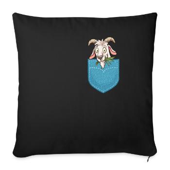 Bébé une chèvre dans le visage de poche - Housse de coussin décorative 45 x 45 cm - noir - Devant